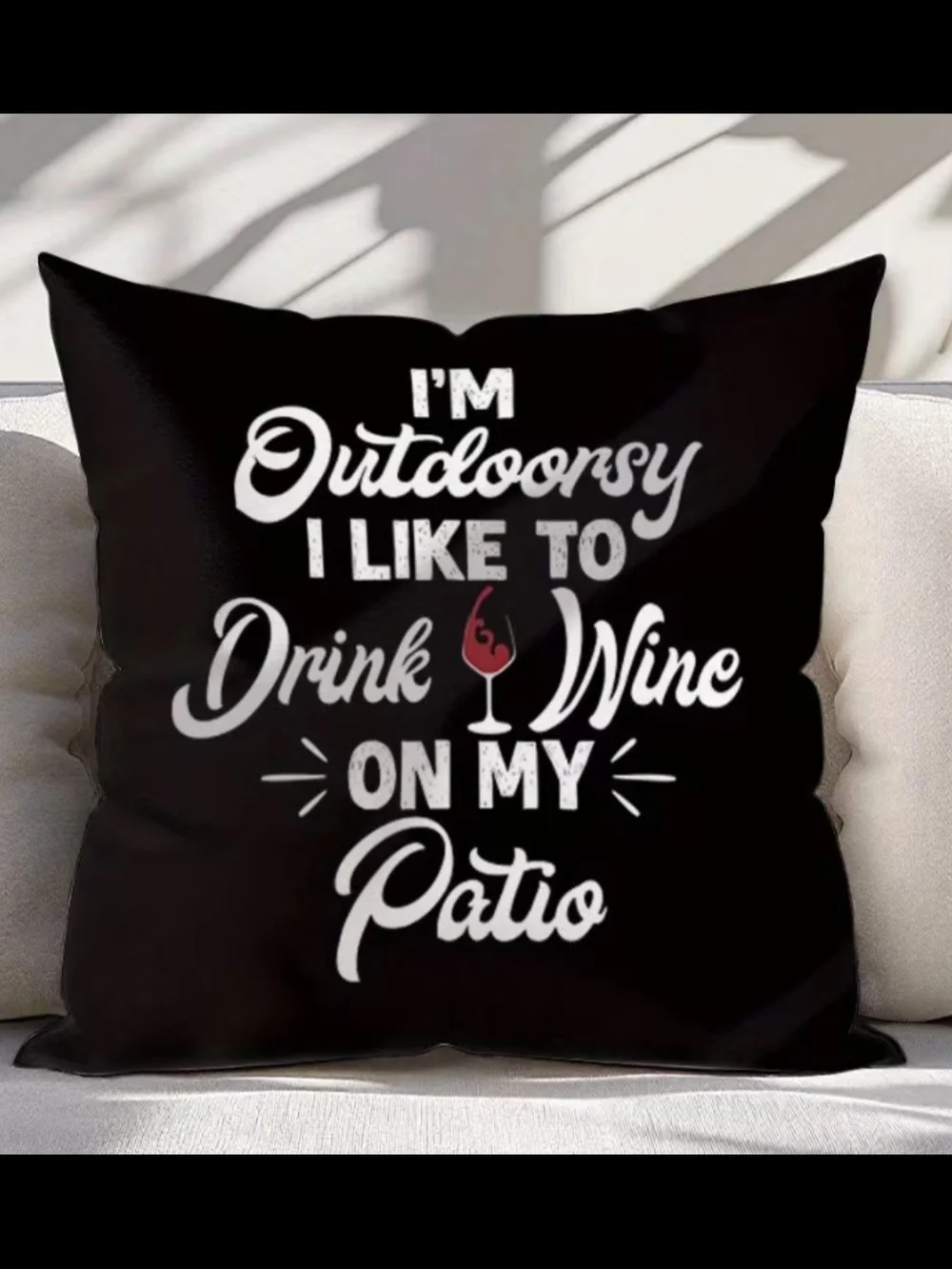 Outdoor Wine Patio Decorative Throw Pillow - Black